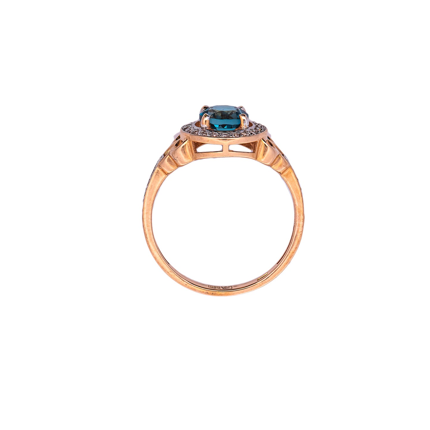 Entourage Ring Diamond Topaz London Blue Rose Gold 14K Women's Jewelry Gold Ring