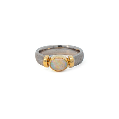 Gemstone Ring Opal White Gold Yellow Gold 18K Band Ring Women's Jewelry Gold Ring 