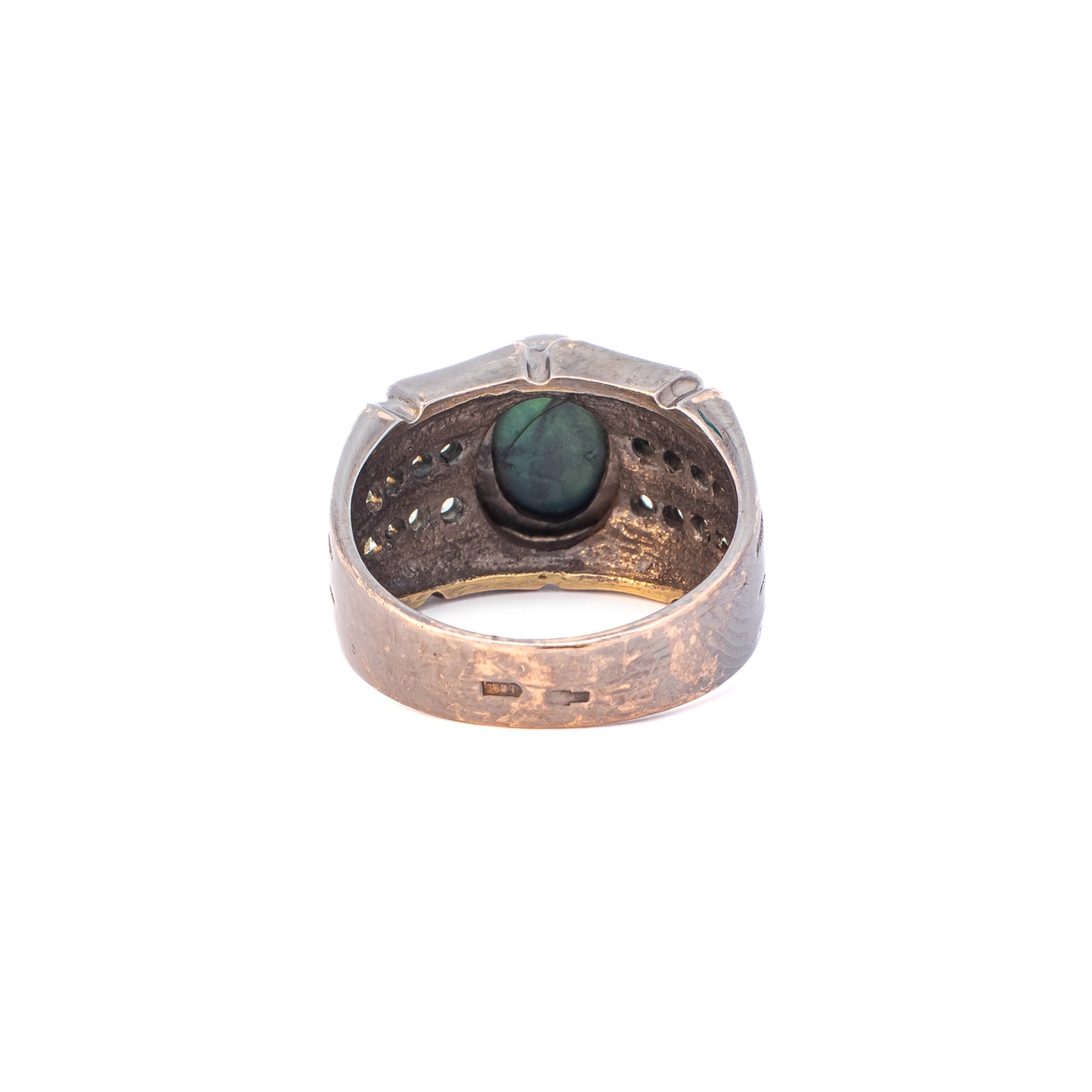 Geschwärzter Bicolor-Ring mit Sternsaphir und Topas, 585er 14K Gold, für Damen und Herren