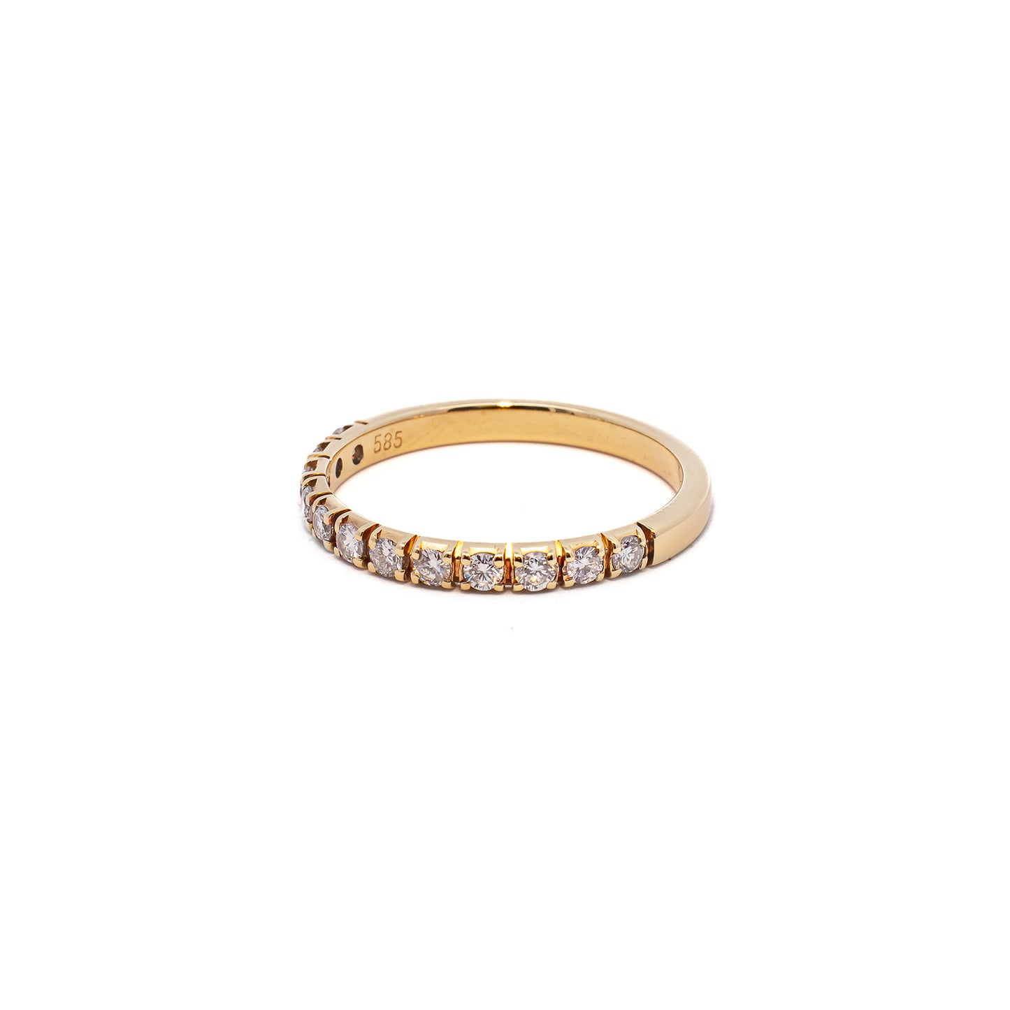 Half memory diamond ring yellow gold 14K 585 women's jewelry women's ring gold ring 