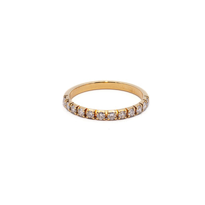 Half memory diamond ring yellow gold 14K 585 women's jewelry women's ring gold ring 