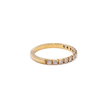 Half memory diamond ring yellow gold 14K 585 women's jewelry women's ring gold ring 