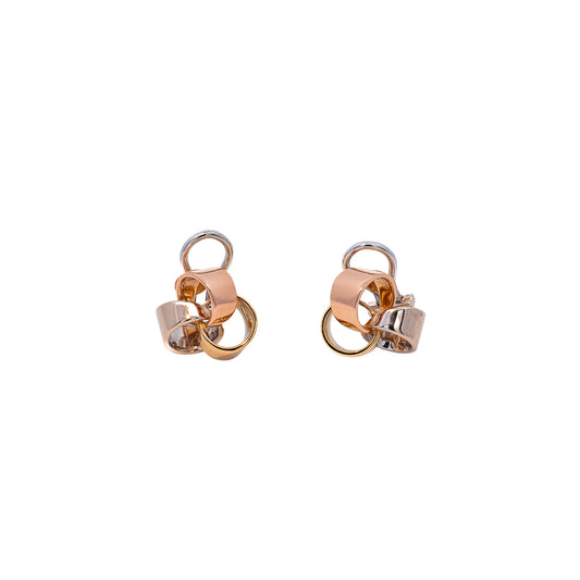 Vintage Clips Knot Tricolor Ear Clips 18K 750 Women's Jewelry Earrings 