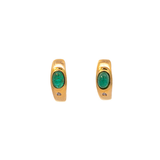 long earrings stud emerald diamond yellow gold 14K women's jewelry gold earrings