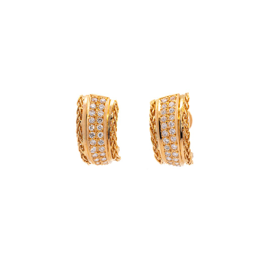 Copy of diamond earrings omega clasp yellow gold 18K earrings gold earrings earrings