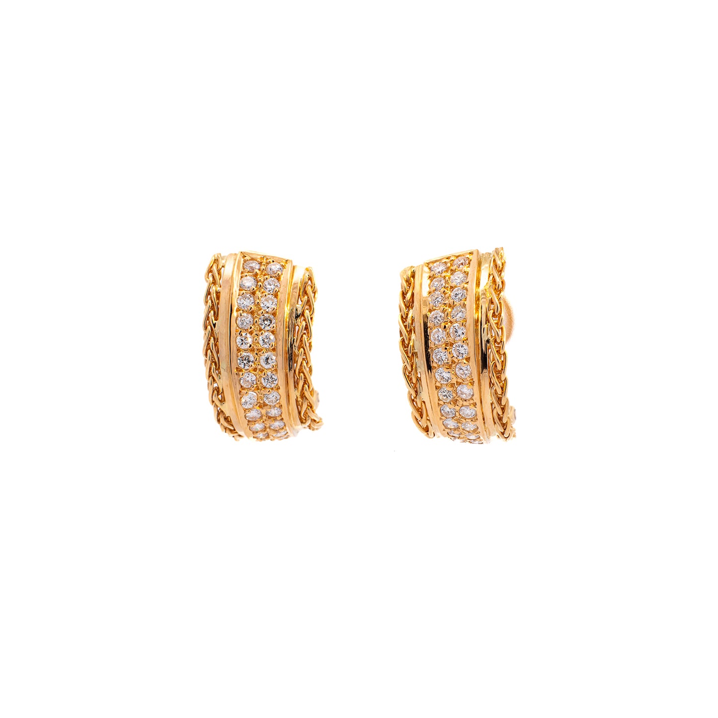Copy of diamond earrings omega clasp yellow gold 18K earrings gold earrings earrings