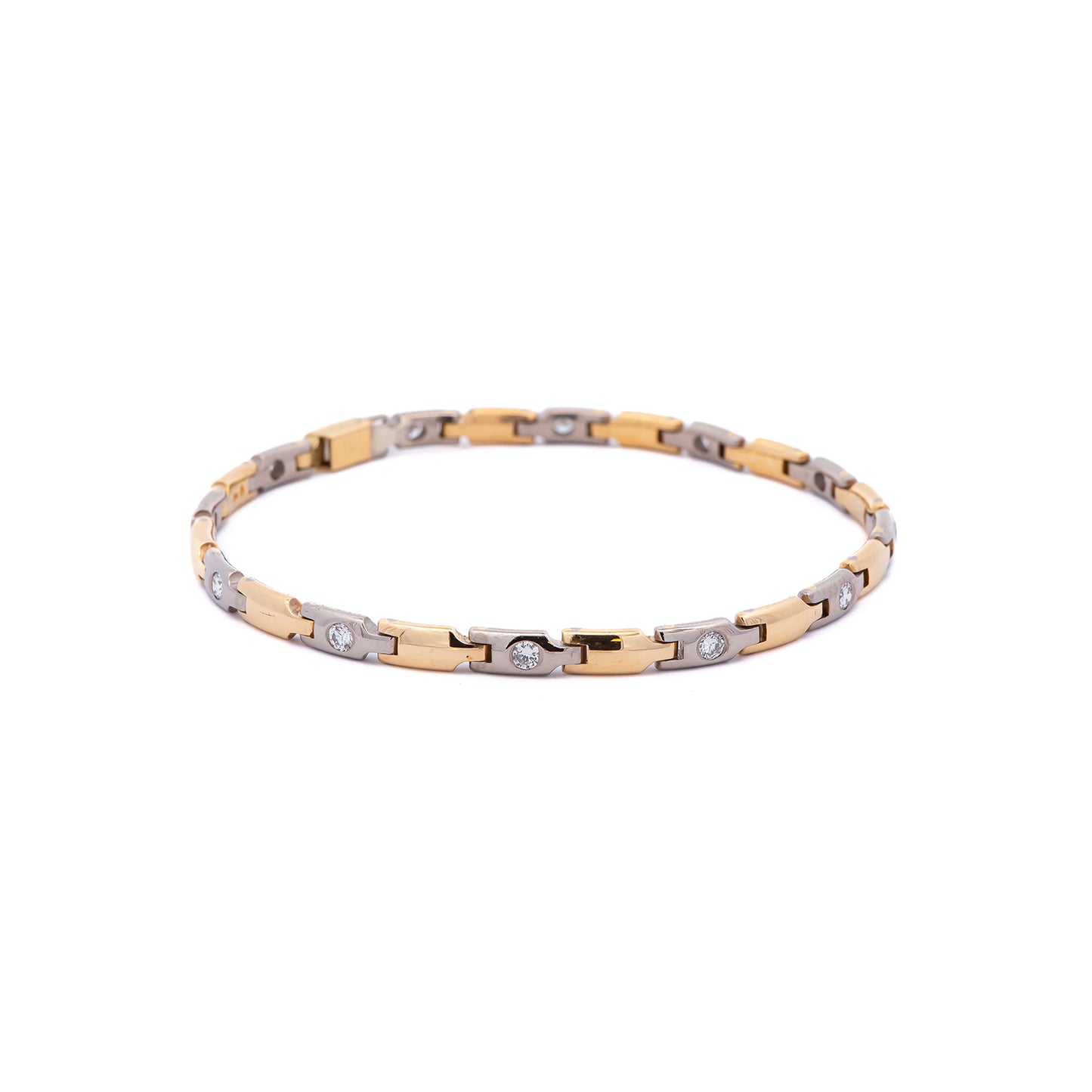 Bicolor diamond bracelet yellow gold white gold 18K women's jewelry gold bracelet bracelet