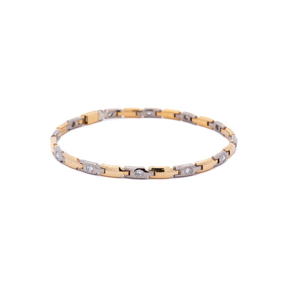 Bicolor diamond bracelet yellow gold white gold 18K women's jewelry gold bracelet bracelet