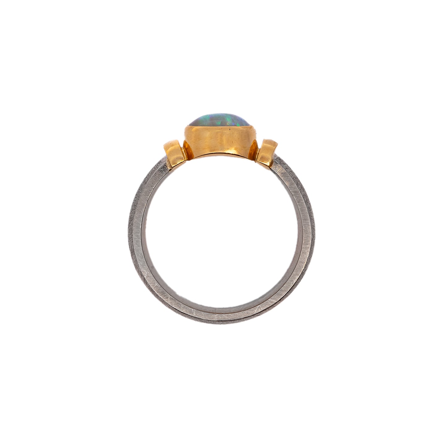 Edelstein Ring Opal Weissgold Gelbgold 18K Bandring  Damenschmuck Goldring