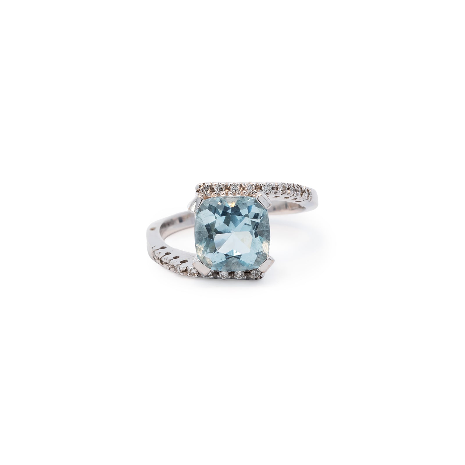 Eleganter Aquamarin-Diamantring aus 18K Weißgold – Luxuriöser Damenschmuck