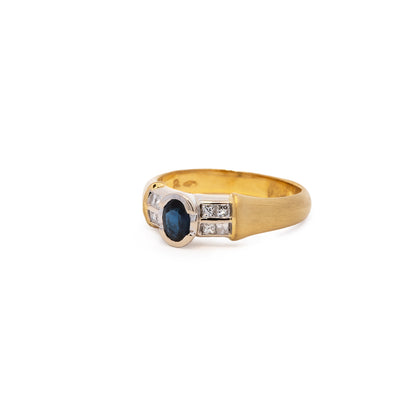 Gemstone ring sapphire diamond yellow gold 14K women's jewelry gold ring gemstone ring