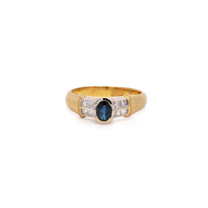 Gemstone ring sapphire diamond yellow gold 14K women's jewelry gold ring gemstone ring