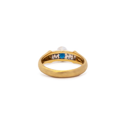 Gemstone ring sapphire diamond yellow gold 14K women's jewelry gold ring gemstone ring