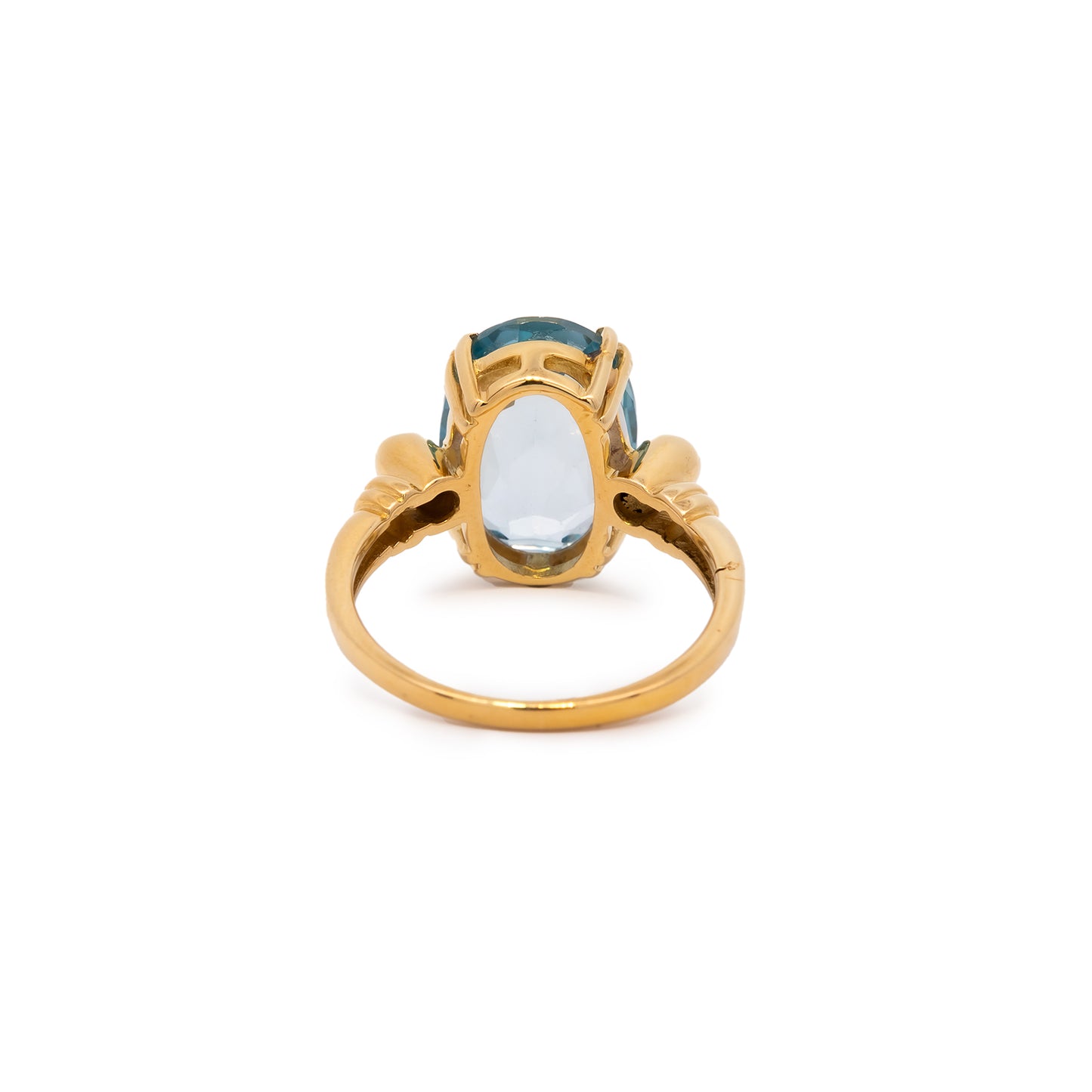 Women's ring with synthetic topaz diamond in yellow gold 375 9K blue women's jewelry gold ring