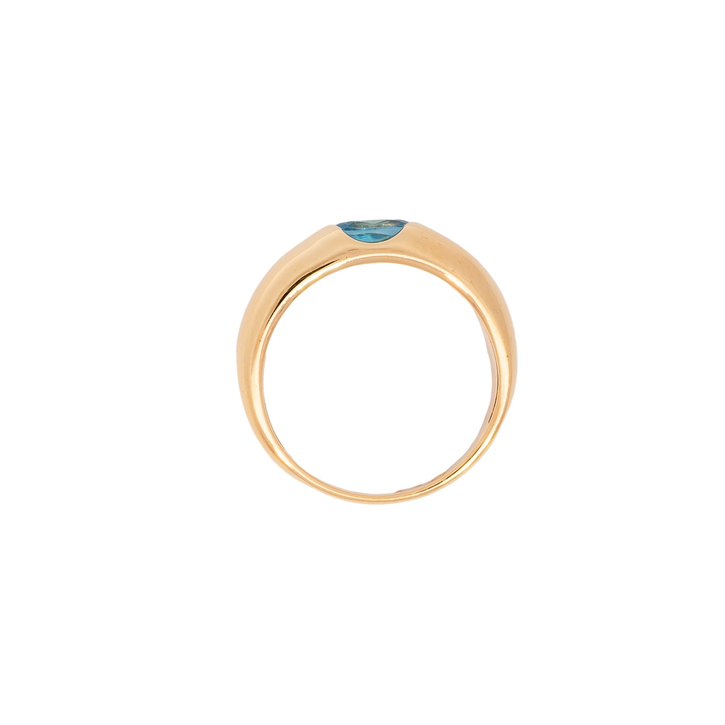 Women's ring with synthetic topaz diamond in yellow gold 375 9K blue women's jewelry gold ring