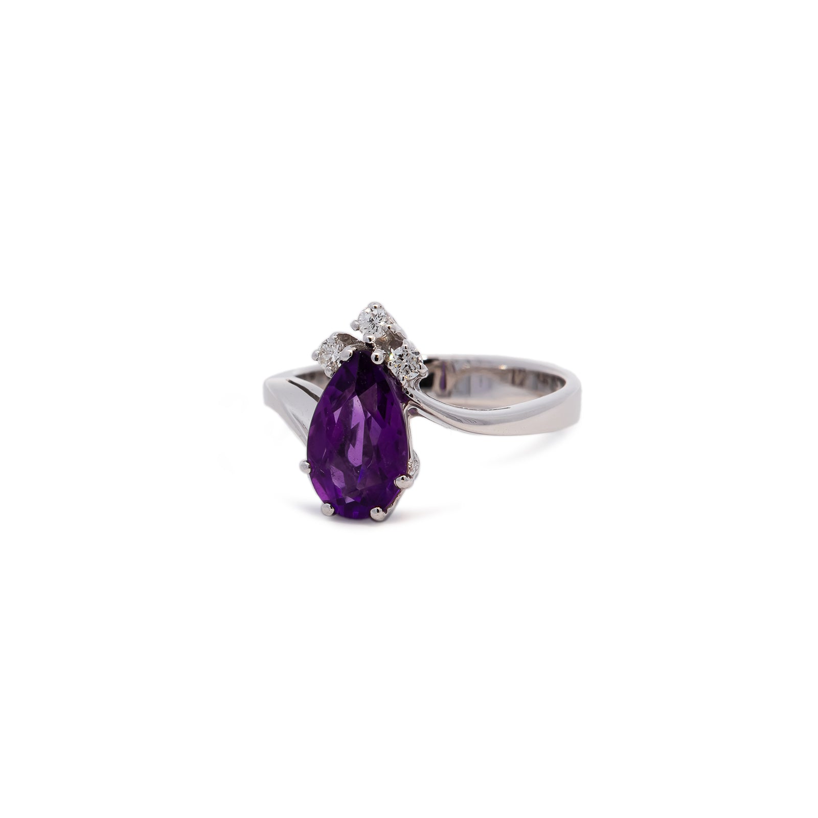 Edelsteinring Weißgold Amethyst Diamant 