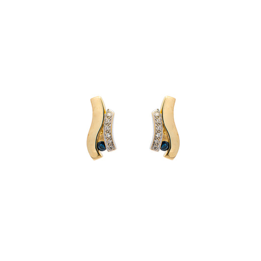 Diamant Ohrstecker Saphir Bicolor Gelbgold 