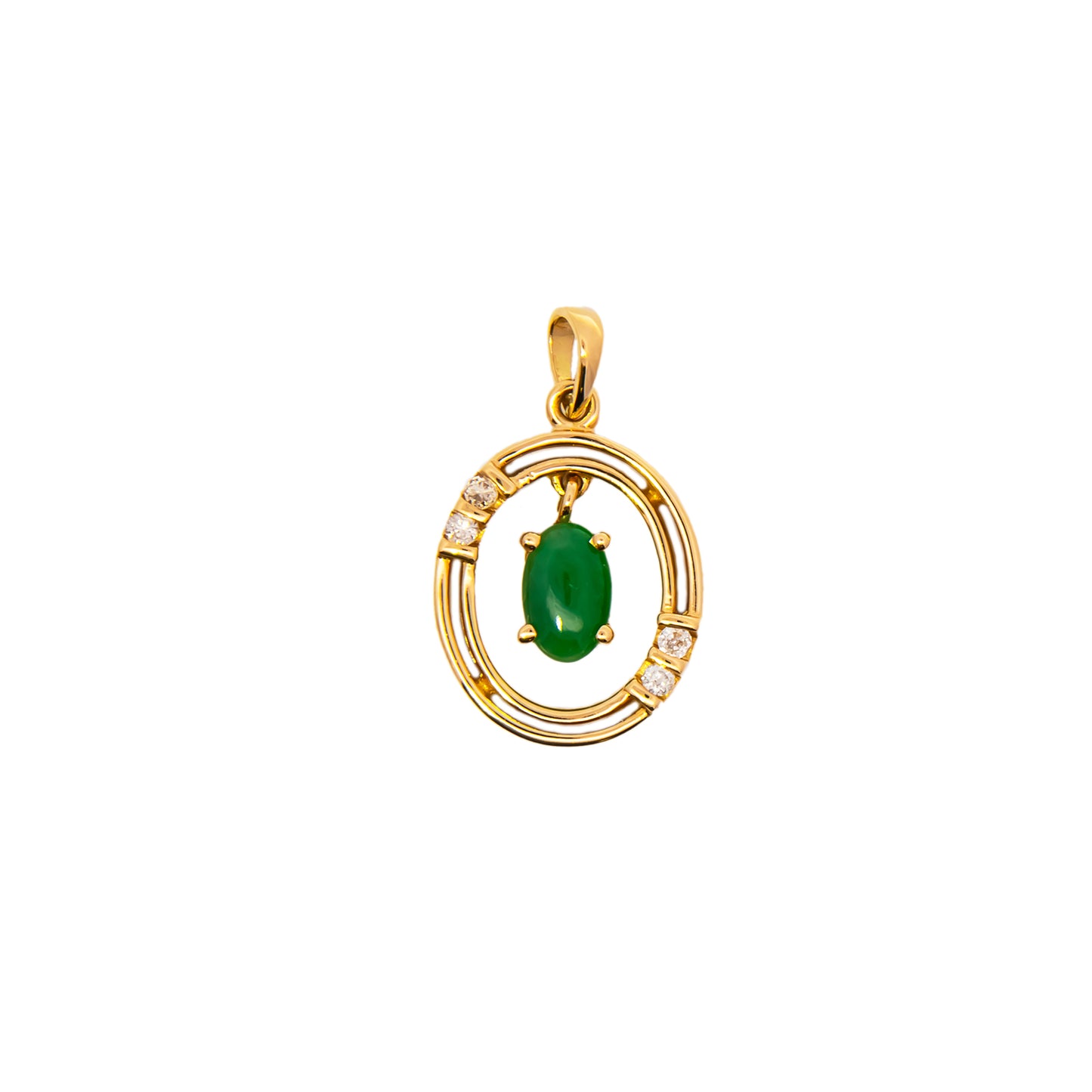 Vintage pendant emerald diamond yellow gold 14K women's jewelry necklace pendant gemstone