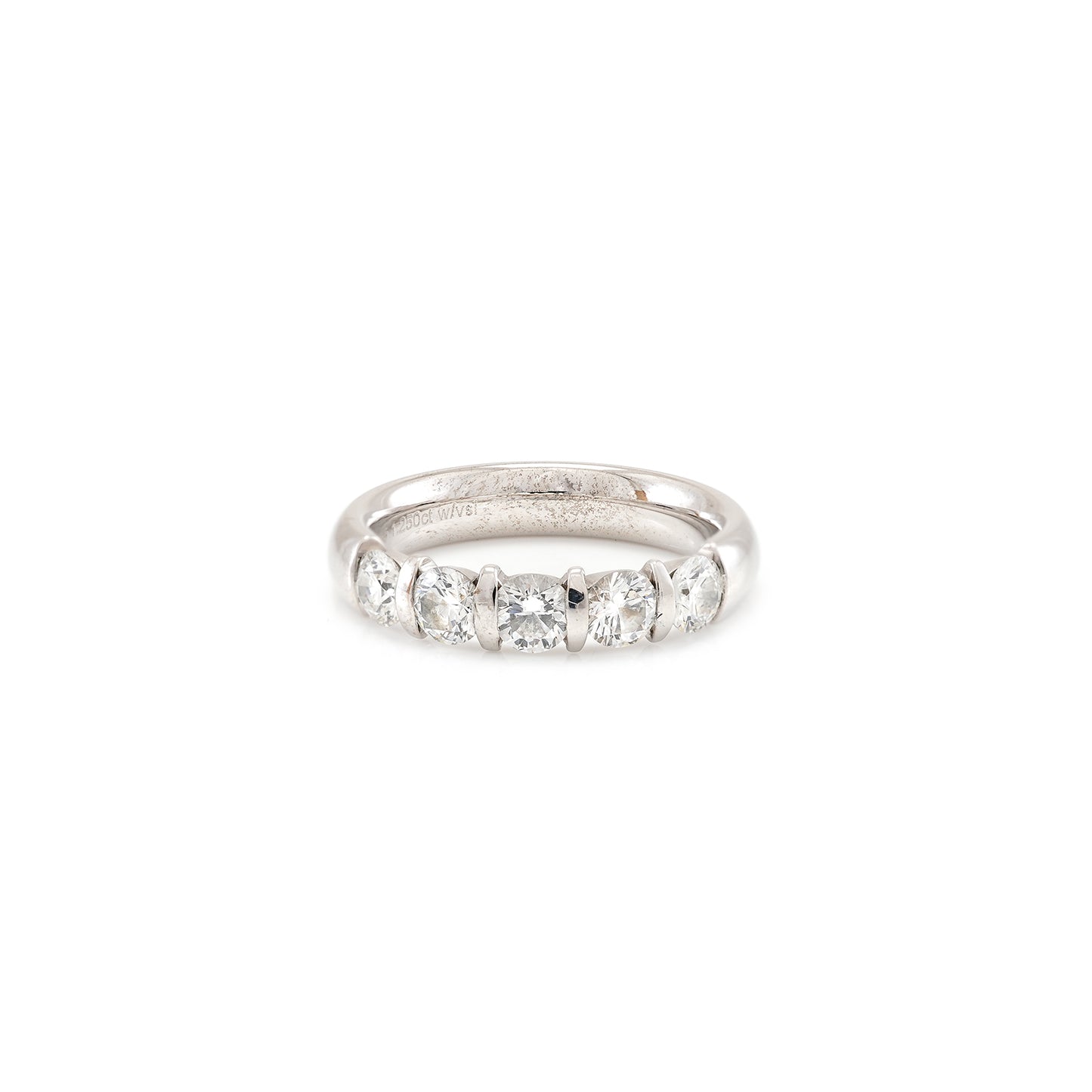 Alliance ring 14K white gold + 5 diamonds diamond ring brilliant ring engagement ring