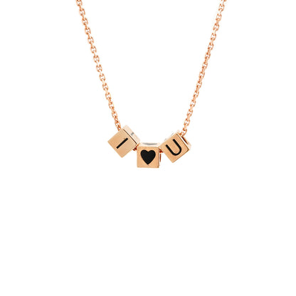 Gold chain pendant ILoveU enamel cube rose gold 18K women's jewelry gold necklace chain