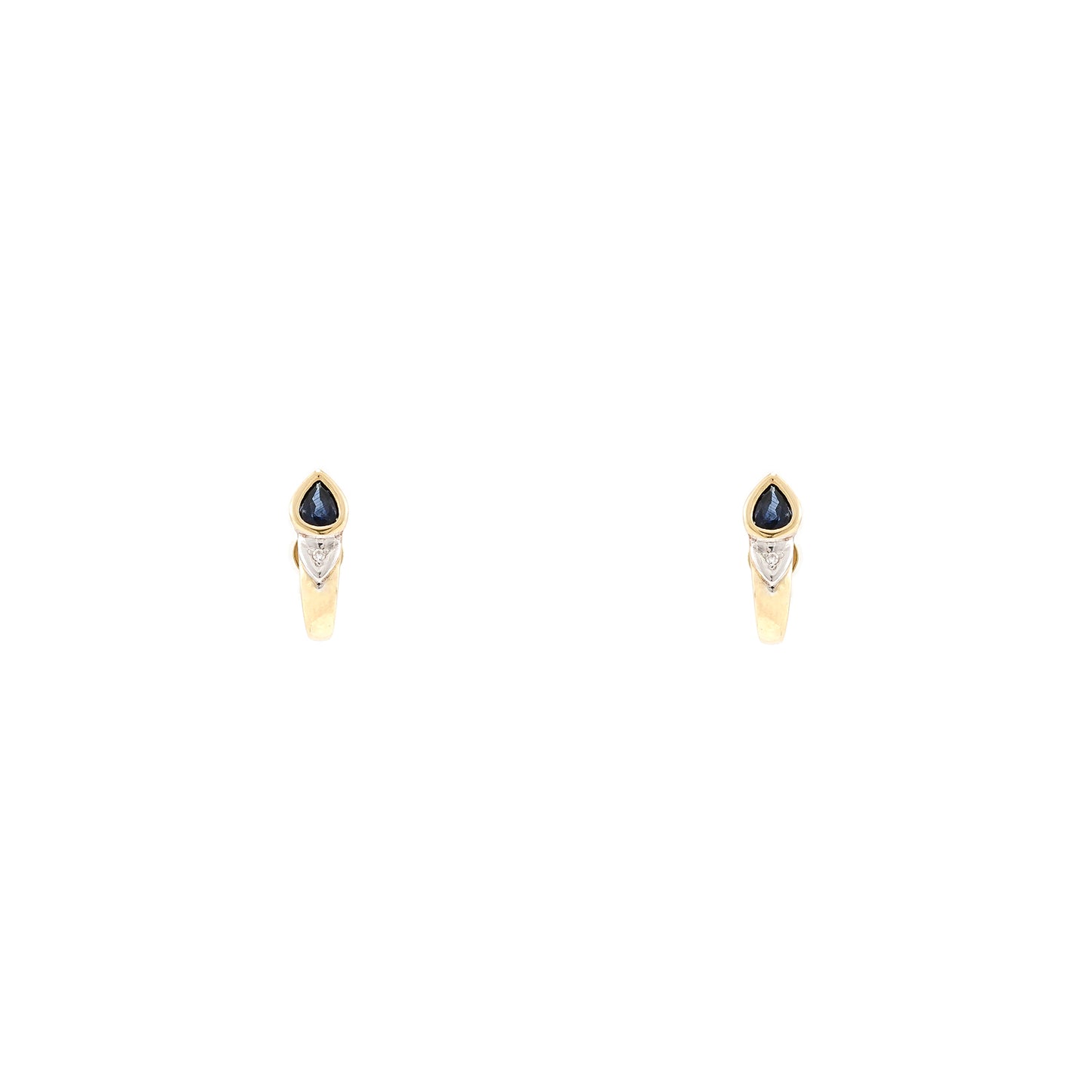 Diamantohrstecker mit Saphir Bicolor Gelbgold Weißgold 14K Goldohhringe earring
