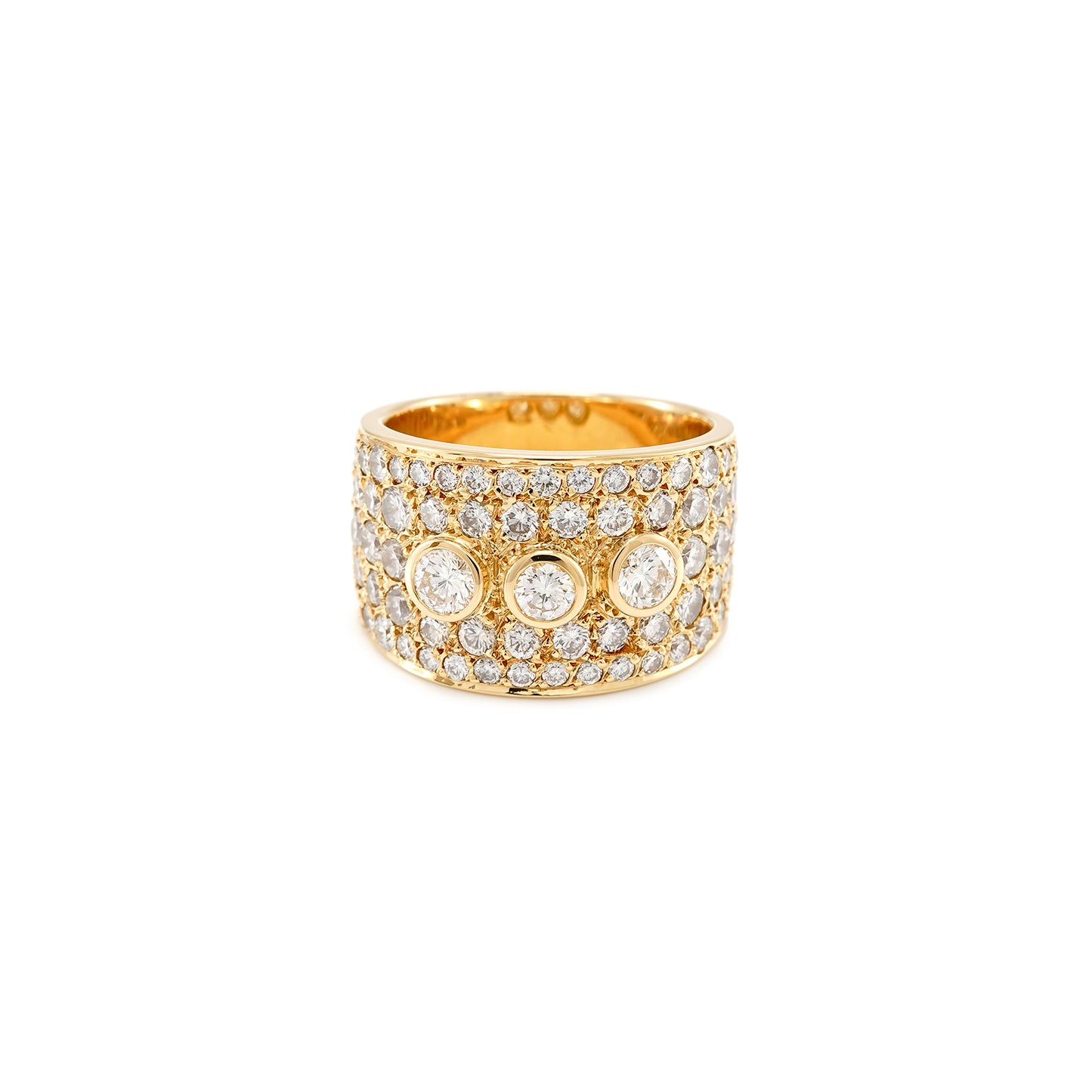 Cocktail ring gold ring with diamonds brilliant ring 3.86 carat yellow gold 750 18K gold