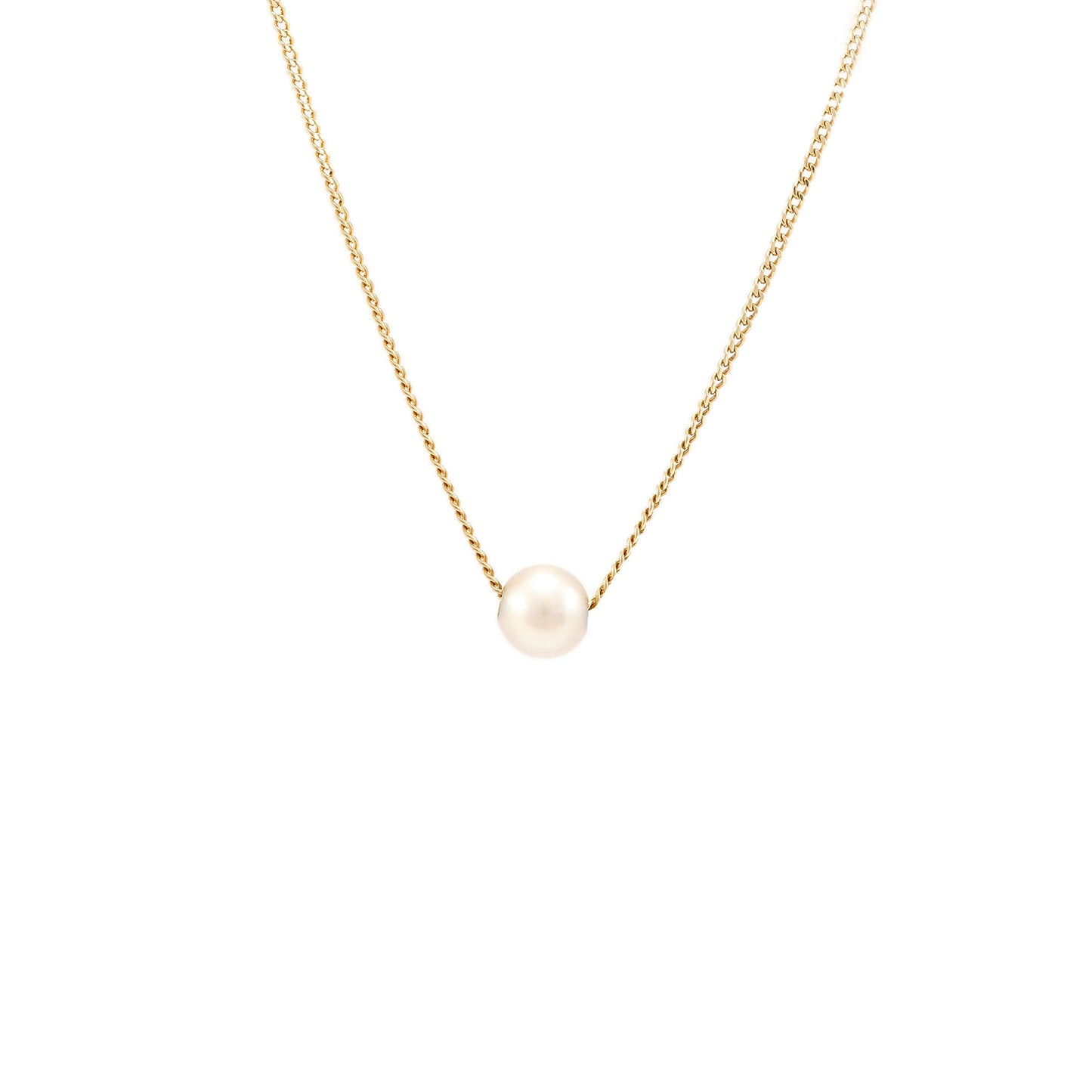 Chain tank yellow gold pearl 585 14K 43cm women's jewelry pearl pendant necklace