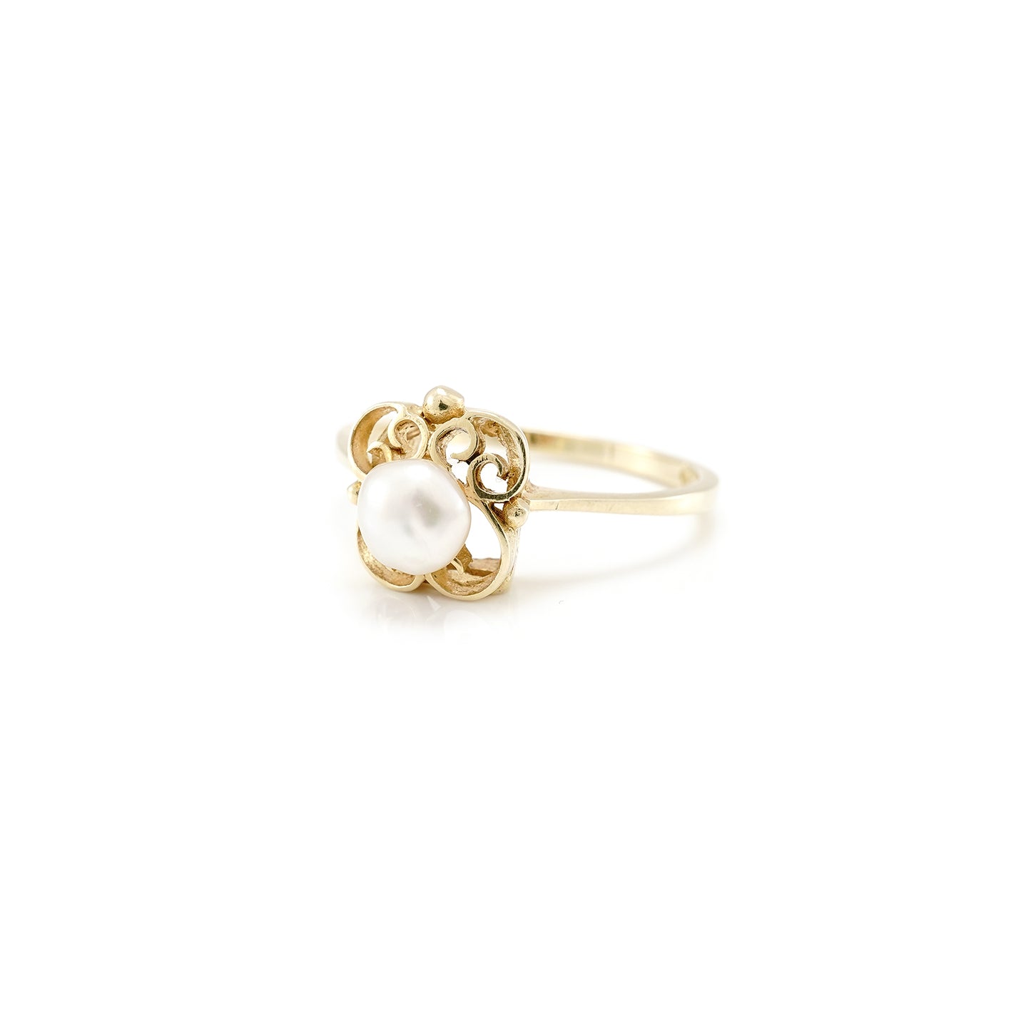 Pearl jewelry pearl ring yellow gold ring pearl 585 14K RW56 women's jewelry women's ring