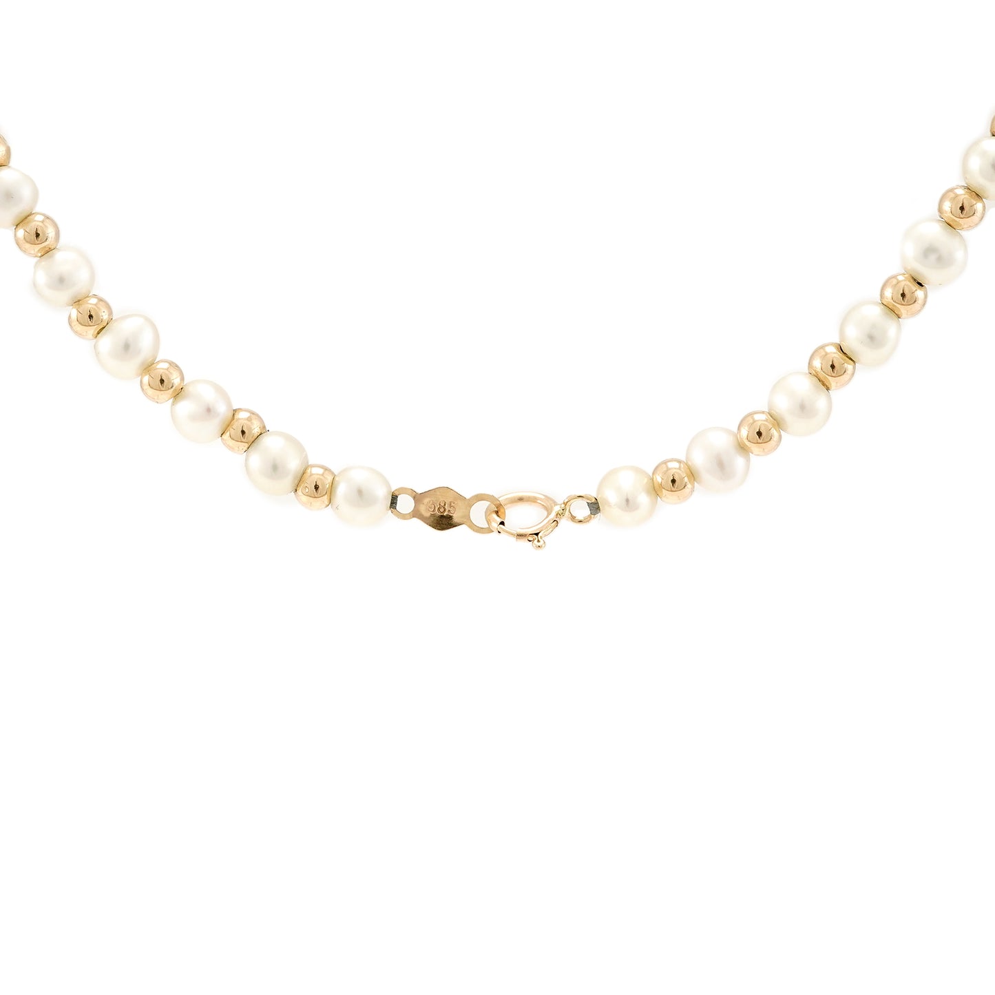 Necklace pearl ball yellow gold 585 14K wedding jewelry gold chain 49cm gold necklace