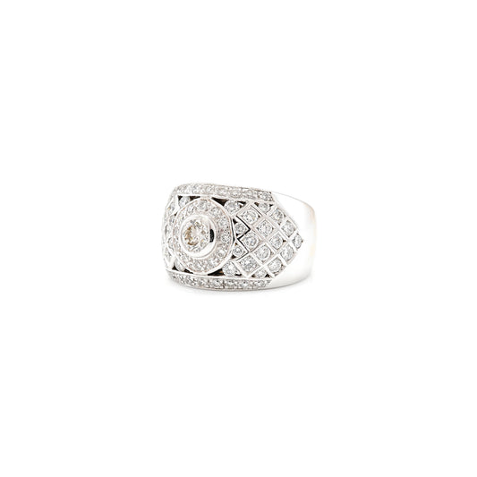 Cocktail ring with diamond in white gold 750 18K women's jewelry gold ring diamond ring
