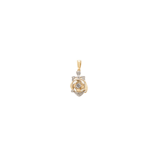 Gold pendant bicolor pendant ship propeller diamond 14K yellow gold white gold