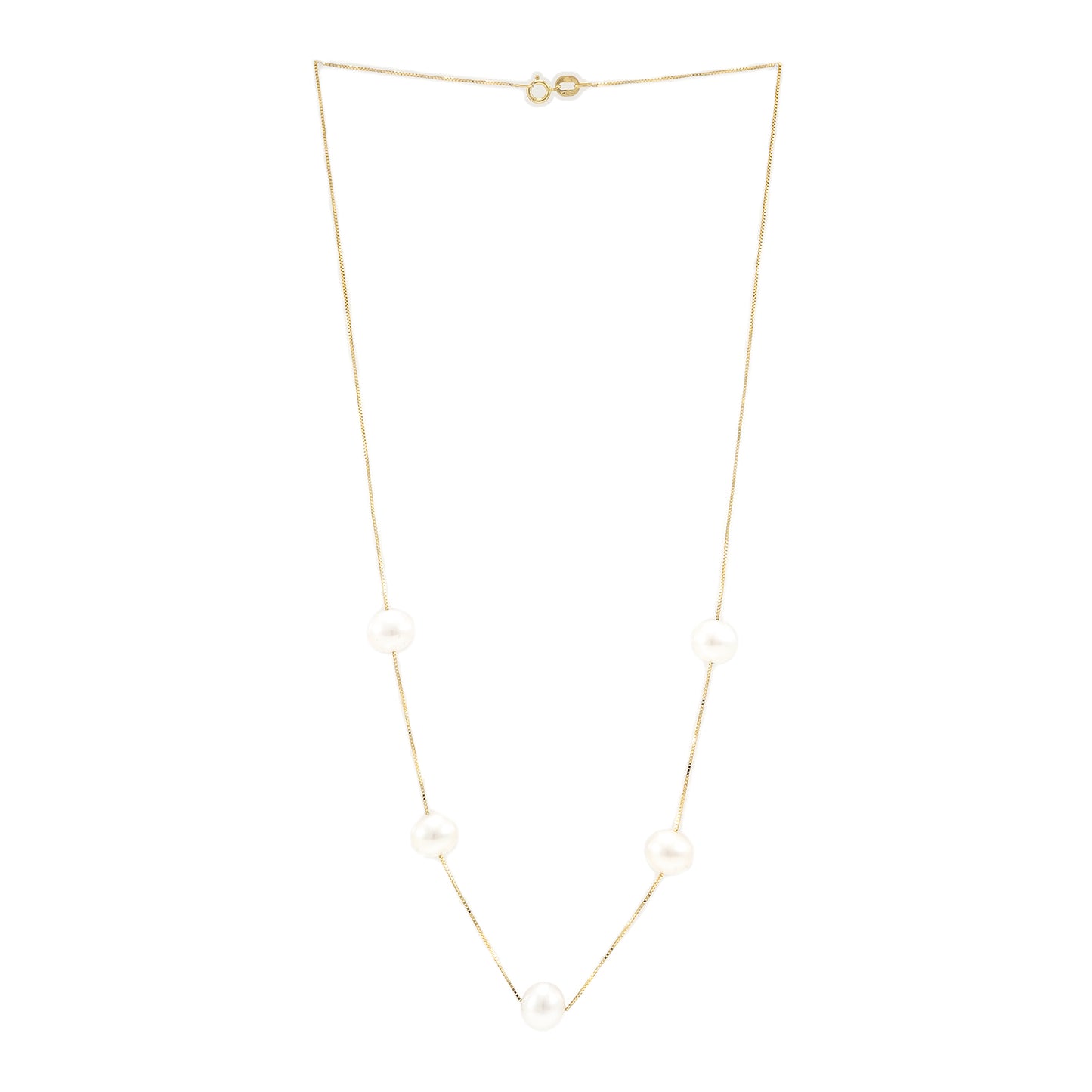 Perlencollier Gelbgold 14K Goldkette Venezianer Perle Damenschmuck pearl necklace