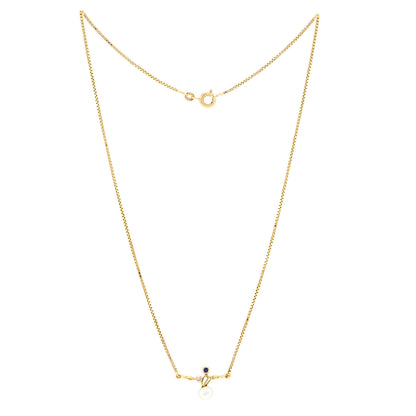 Perlencollier Diamant Saphir Gelbgold 585 14K 40cm Damenschmuck Goldkette Collier