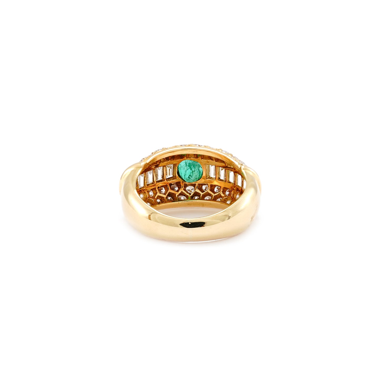 Diamantring Smaragd Diamant Gelbgold 18K 750 Statementring emerald Goldring