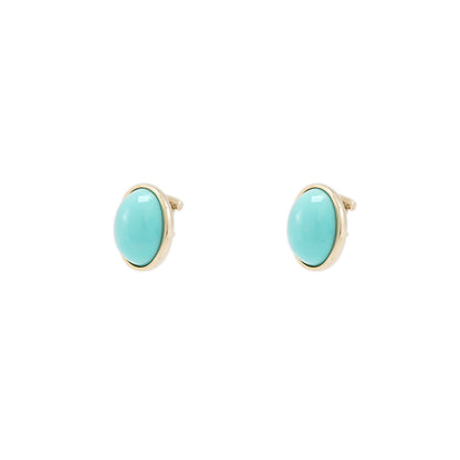 Hoop earrings women's 750 gold turquoise omega clasp gold jewelry earrings