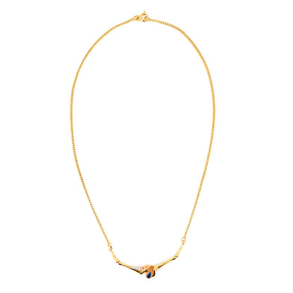 Necklace sapphire diamond brilliant yellow gold 585 14K women's jewelry necklace gold chain