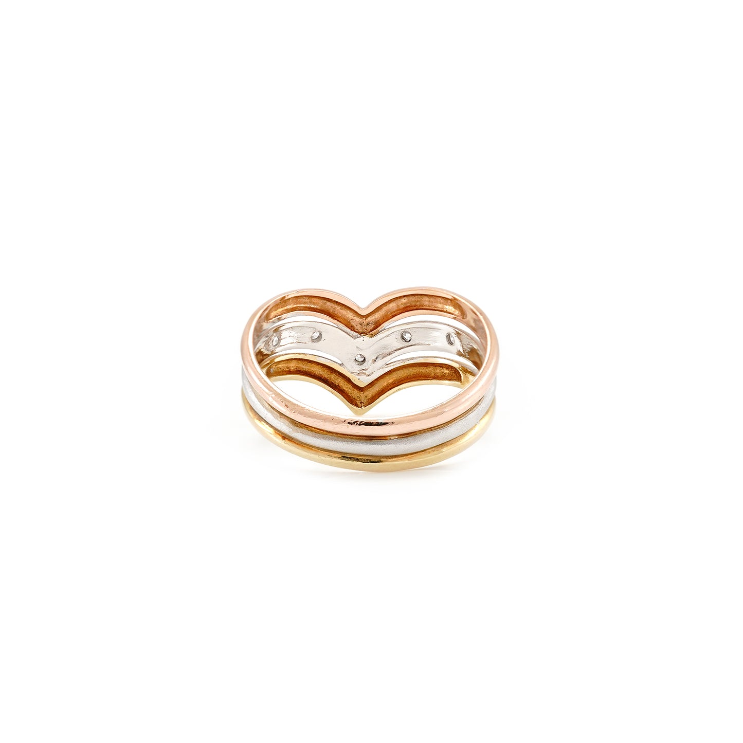 Tricolor ring zirconia rose gold white gold yellow gold 14K women's jewelry gold ring