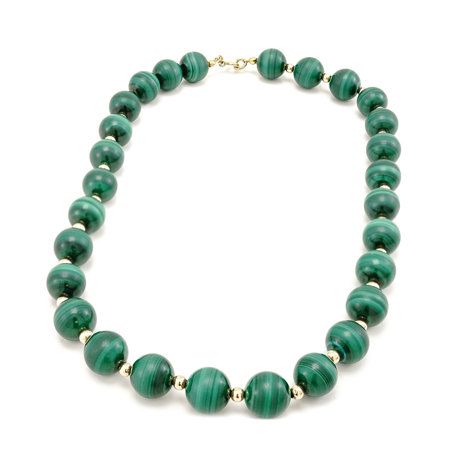 Malachite necklace necklace yellow gold 585 14K 45cm women's jewelry gemstone necklace 97.9g