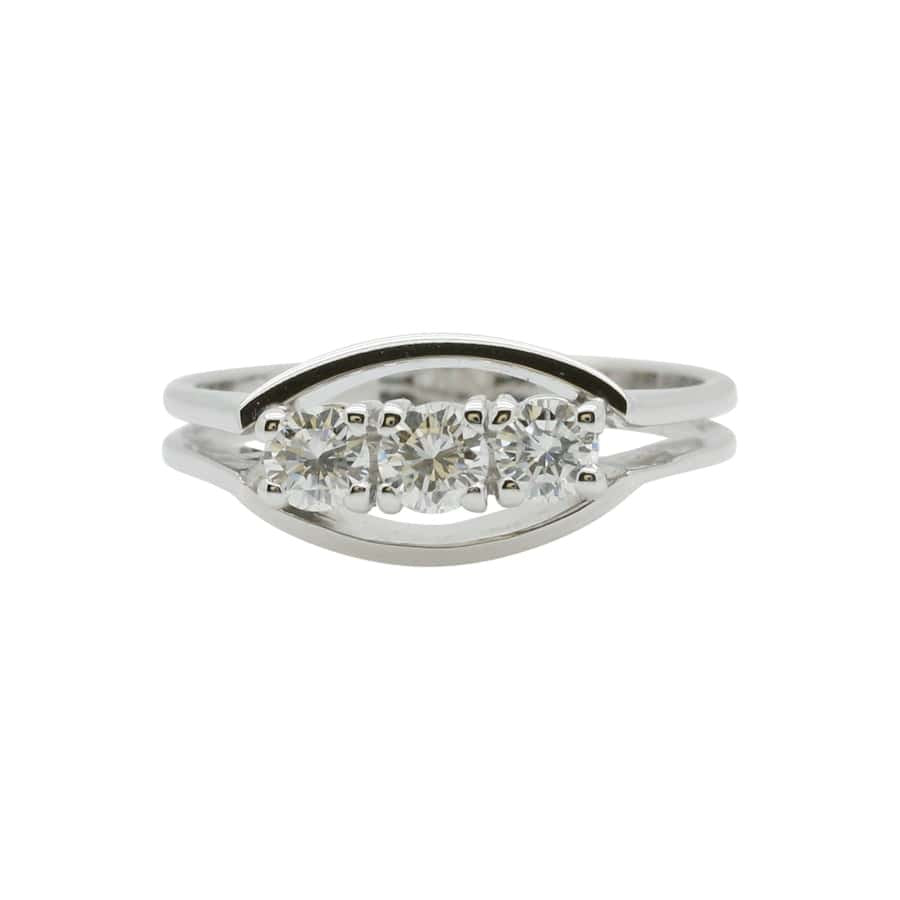 Diamant Ring Vintage Weißgold 14K Damenschmuck Goldring Damenring