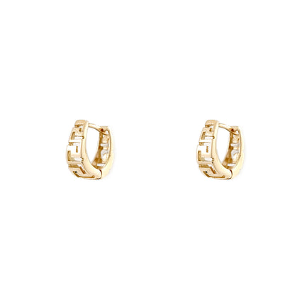 Hoop earrings yellow gold Greek pattern 585 14K women's jewelry gold earrings