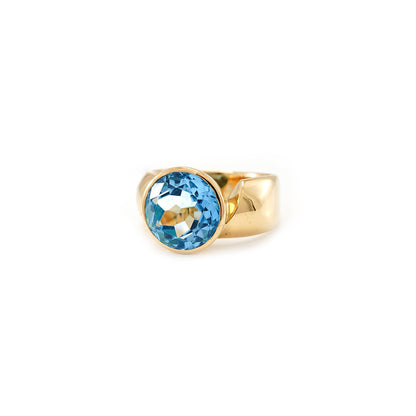 Ring Blautopas Massiv Gelbgold 750 18K RW61 Damenschmuck Goldring Damenring