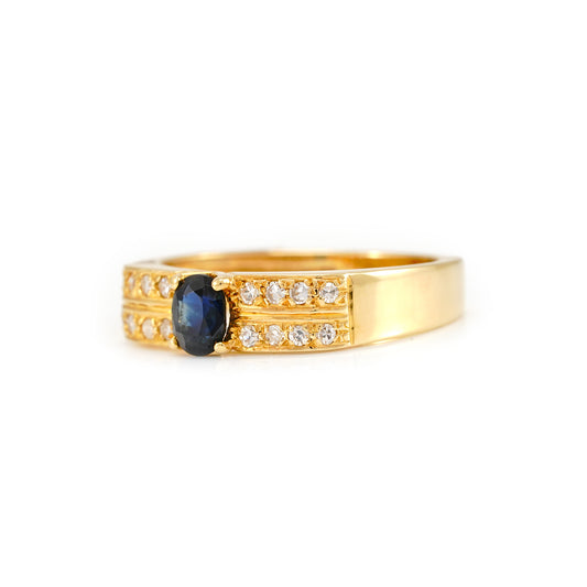 elegant sapphire ring gold ring with diamonds sapphire 750 gold 18K sapphire jewelry