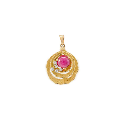 Gold pendant diamond pink tourmaline yellow gold 750 18K women's jewelry chain pendant