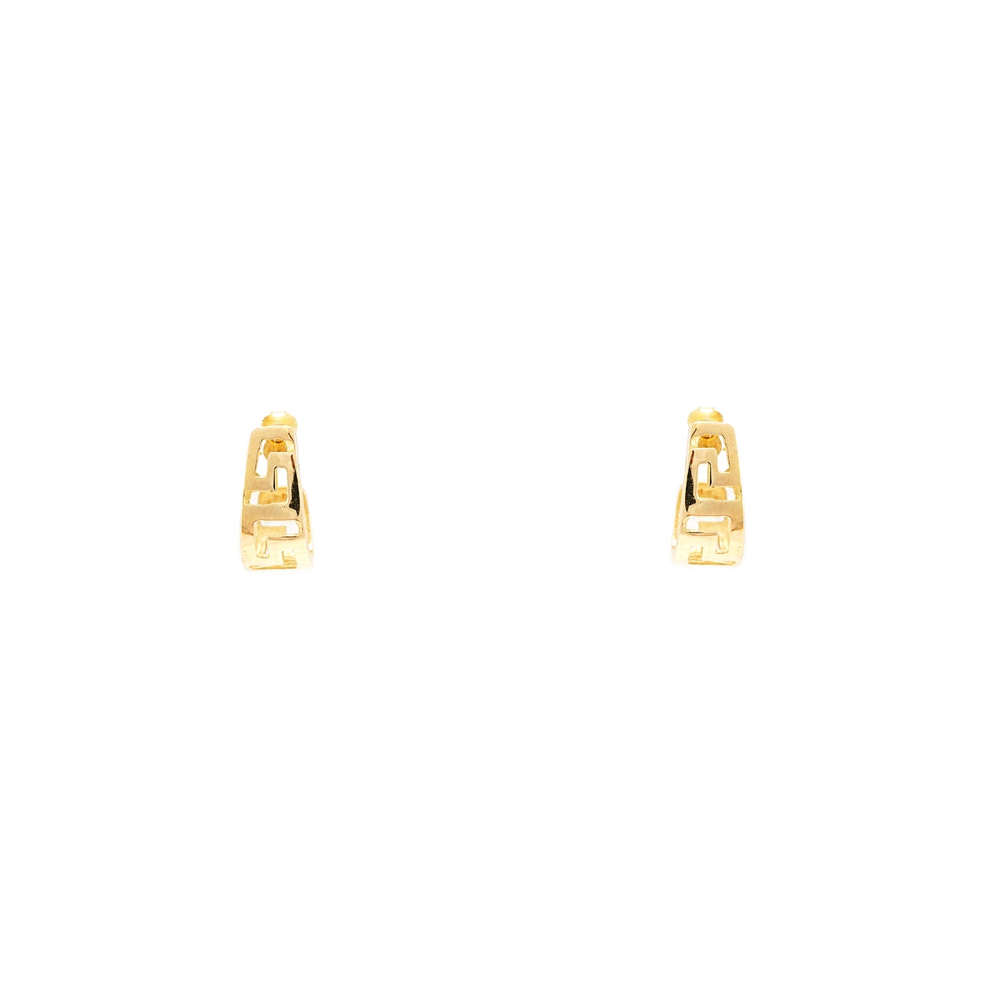 Stud earrings Greek pattern yellow gold 585 14K women's jewelry gold earrings hoop earrings