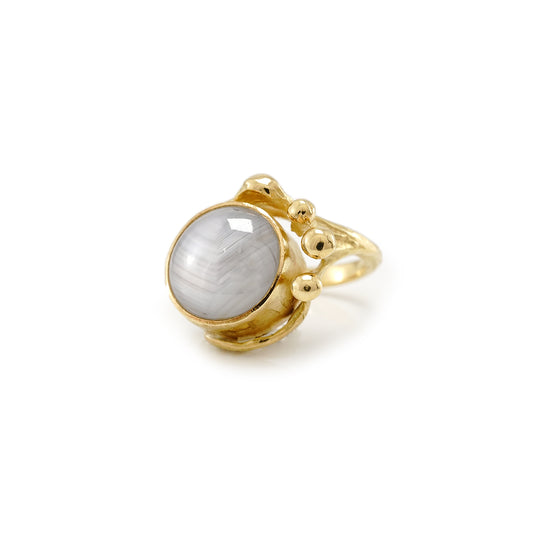 Women's ring yellow gold moonstone 750 18K RW49 women's jewelry gemstone jewelry gold ring
