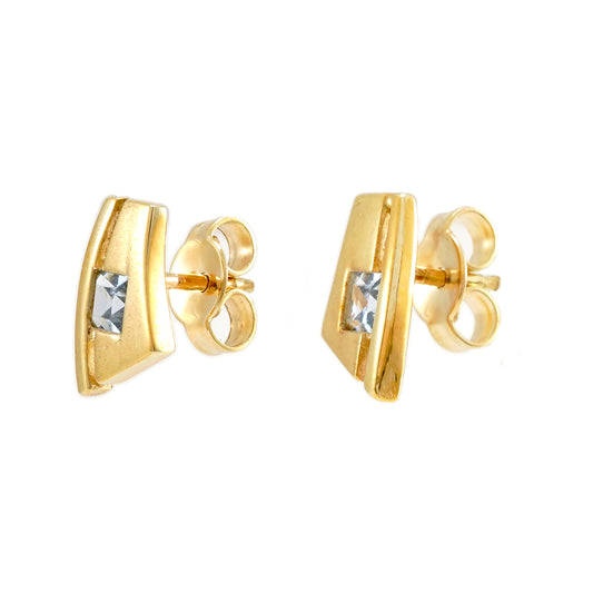 Stud earrings blue topaz yellow gold 333 gold earrings gold earrings precious stone jewelry