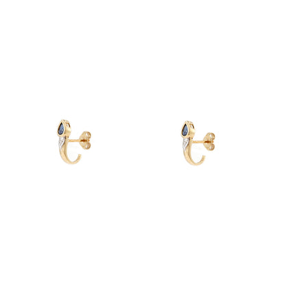 Diamantohrstecker mit Saphir Bicolor Gelbgold Weißgold 14K Goldohhringe earring