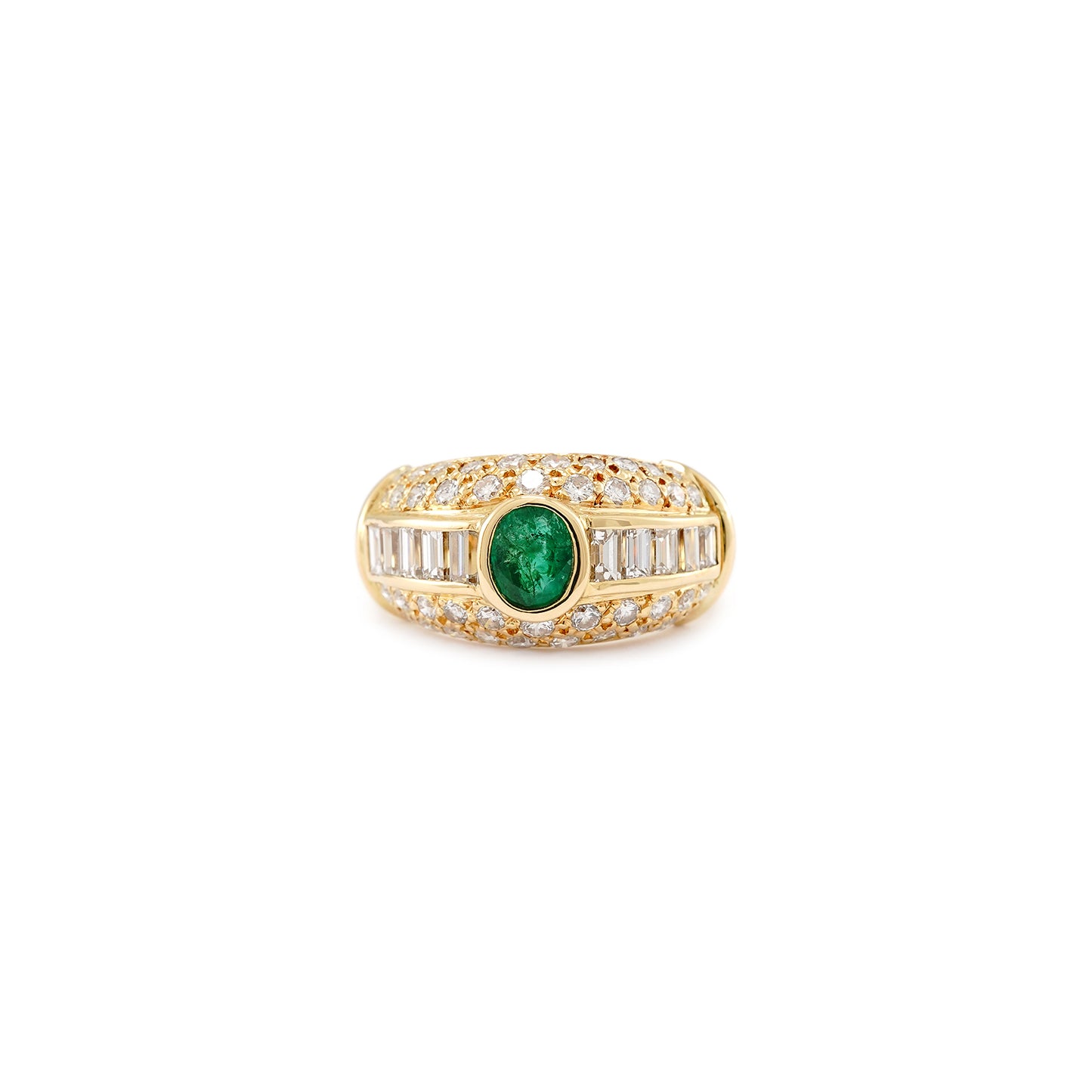 Diamantring Smaragd Diamant Gelbgold 18K 750 Statementring emerald Goldring