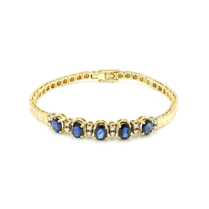 Bracelet diamond sapphire brilliant yellow gold 750 18K 19cm women's jewelry gold bracelet