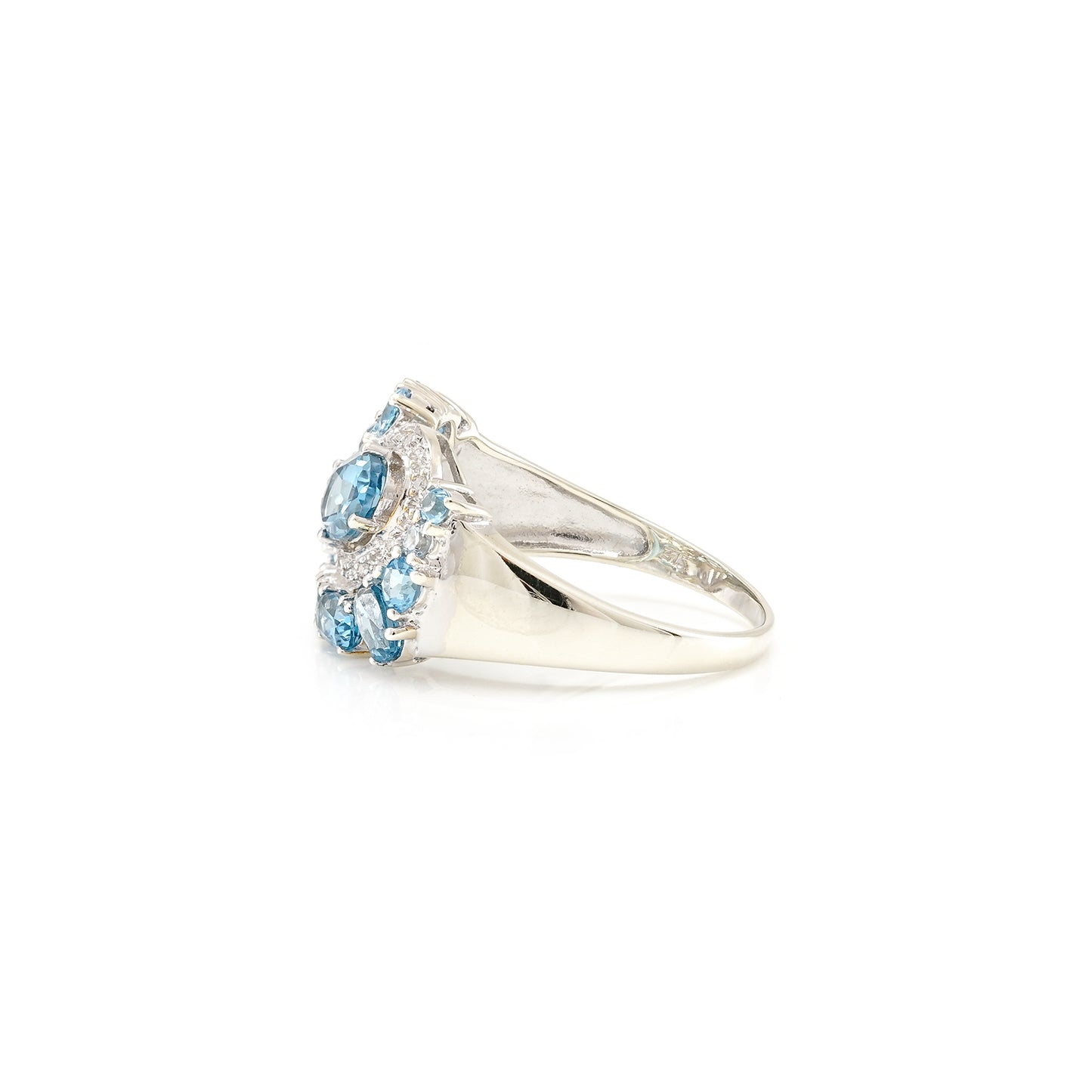 Women's ring white gold blue topaz zirconia gold ring 375 RW67 women's jewelry gold jewelry